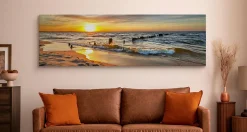 Tableau Coucher De Soleil Paysage 3D 145cm x 45cm - Parfait pour décorer votre salon, chambre ou bureau avec un design unique et