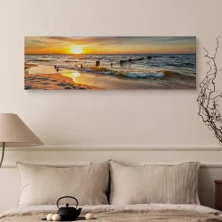 Tableau Coucher De Soleil Paysage 3D 145cm x 45cm - Parfait pour décorer votre salon, chambre ou bureau avec un design unique et