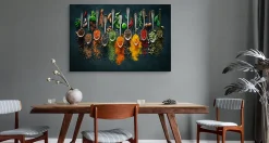 Tableau Cuillères à Épices Herbes 3D 30cm x 20cm - Parfait pour décorer votre salon, chambre ou bureau avec un design unique et é