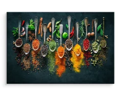 Tableau Cuillères à Épices Herbes 3D 30cm x 20cm - Parfait pour décorer votre salon, chambre ou bureau avec un design unique et é