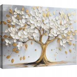 Tableau déco abstrait arbre fleurs moderne 120x80 cm xxl Impression sur toile deco murale intissée pour salon chambre cuisine