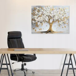 Tableau déco abstrait arbre fleurs moderne 120x80 cm xxl Impression sur toile deco murale intissée pour salon chambre cuisine