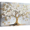 Tableau déco abstrait arbre fleurs moderne 100x75 cm xxl Impression sur toile deco murale intissée pour salon chambre cuisine