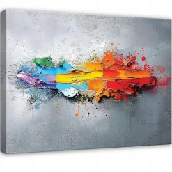 Tableau Déco Abstrait Gris Moderne 60x40 cm XXL Tableau Décoration Murale Impression sur Toile pour salon chambre cuisine