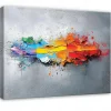 Tableau Déco Abstrait Gris Moderne 120x80 cm XXL Tableau Décoration Murale Impression sur Toile pour salon chambre cuisine