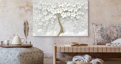 Tableau Déco Arbre Fleurs Abstraction 3D 90cm x 60cm - Parfait pour décorer votre salon, chambre ou bureau avec un design unique