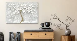 Tableau Déco Arbre Fleurs Abstraction 3D 90cm x 60cm - Parfait pour décorer votre salon, chambre ou bureau avec un design unique