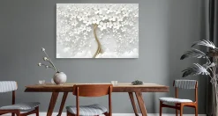 Tableau Déco Arbre Fleurs Abstraction 3D 90cm x 60cm - Parfait pour décorer votre salon, chambre ou bureau avec un design unique