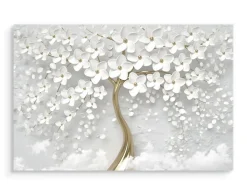 Tableau Déco Arbre Fleurs Abstraction 3D 100cm x 70cm - Parfait pour décorer votre salon, chambre ou bureau avec un design unique