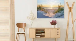 Tableau Déco Coucher De Soleil Mer 3D 90cm x 60cm - Parfait pour décorer votre salon, chambre ou bureau avec un design unique et