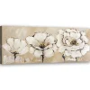 Tableau déco, Fleurs beiges Peint 90x30 cm