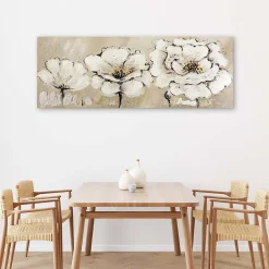 Tableau déco, Fleurs beiges Peint 90x30 cm