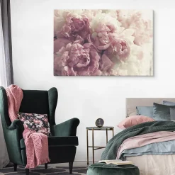 Tableau Déco Fleurs Pivoines Nature 3D 120cm x 80cm - Parfait pour décorer votre salon, chambre ou bureau avec un design unique e
