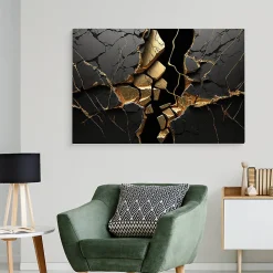Tableau Déco Marbre Abstraction 3D 120cm x 80cm - Parfait pour décorer votre salon, chambre ou bureau avec un design unique et él