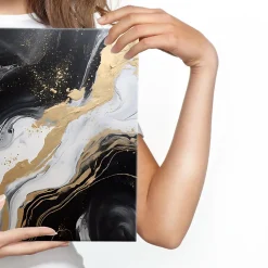 Tableau Déco Marbre Motif Abstraction 120cm x 80cm - Parfait pour décorer votre salon, chambre ou bureau avec un design unique et