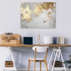 Tableau Déco Or Abstrait Moderne 120x80 cm XXL Tableau Décoration Murale Impression sur Toile pour salon chambre cuisine