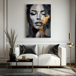 Tableau Déco Visage De Femme Abstraction 60cm x 90cm - Parfait pour décorer votre salon, chambre ou bureau avec un design unique