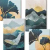 Tableau décoratif sur toile Wallfluent Vues de montagnes abstraites 4 pcs