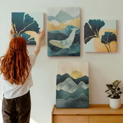 Tableau décoratif sur toile Wallfluent Vues de montagnes abstraites 4 pcs