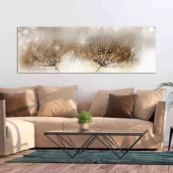 Tableau Fleurs Drops of Dew (1 Part) Brown Narrow 135x45 cm