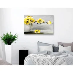 Tableau Fleurs Lightness of Light (1 Part) Wide Yellow 90x60 cm