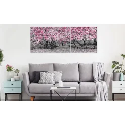 Tableau Fleurs Magnolia Park (5 Parts) Narrow Pink 225x90 cm