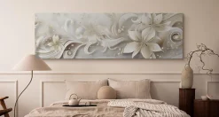 Tableau Fleurs Ornements Abstraction 145cm x 45cm - Parfait pour décorer votre salon, chambre ou bureau avec un design unique et