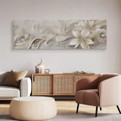 Tableau Fleurs Ornements Abstraction 145cm x 45cm - Parfait pour décorer votre salon, chambre ou bureau avec un design unique et