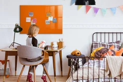 Tableau Magnétique Mural Tulup 90x60 cm Couleur orange Panneau Mémo Décoratif