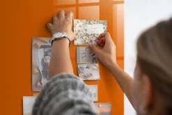 Tableau Magnétique Mural Tulup 90x60 cm Couleur orange Panneau Mémo Décoratif