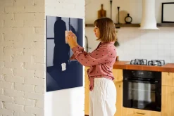 Tableau Magnétique Mural Tulup 70x100 cm Couleur : bleu marine foncé Panneau Mémo Décoratif
