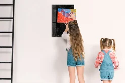 Tableau Magnétique Mural Wallfluent 40x60 cm Marbre foncé Marqueur blanc Panneau Mémo Décoratif