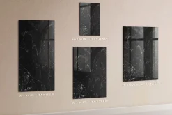 Tableau Magnétique Mural Wallfluent 40x60 cm Marbre foncé Marqueur blanc Panneau Mémo Décoratif