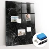 Tableau Magnétique Mural Wallfluent 70x100 cm Marbre foncé Marqueur blanc Panneau Mémo Décoratif