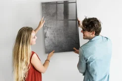Tableau Magnétique Mural Wallfluent 60x90 cm Métal rayé Marqueur blanc Idéal Bureau Et Maison