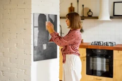 Tableau Magnétique Mural Wallfluent 60x90 cm Métal rayé Marqueur blanc Idéal Bureau Et Maison