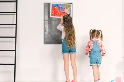 Tableau Magnétique Mural Wallfluent 60x90 cm Métal rayé Marqueur blanc Idéal Bureau Et Maison