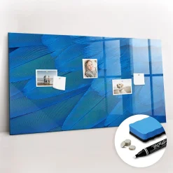 Tableau Magnétique Mural Wallfluent 120x60 cm Plume d'oiseau Marqueur blanc Panneau Mémo Décoratif