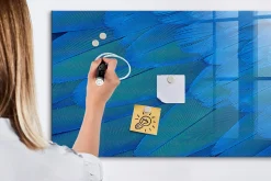 Tableau Magnétique Mural Wallfluent 120x60 cm Plume d'oiseau Marqueur blanc Panneau Mémo Décoratif