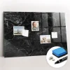 Tableau Magnétique Mural Wallfluent 90x60 cm Marbre noir Marqueur blanc Panneau Mémo Décoratif