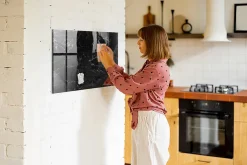 Tableau Magnétique Mural Wallfluent 90x60 cm Marbre noir Marqueur blanc Panneau Mémo Décoratif