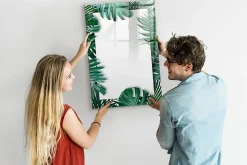 Tableau Magnétique Mural Wallfluent 60x90 cm Cadre monstera Marqueur noir Panneau Mémo Décoratif