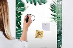 Tableau Magnétique Mural Wallfluent 60x90 cm Cadre monstera Marqueur noir Panneau Mémo Décoratif