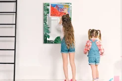 Tableau Magnétique Mural Wallfluent 60x90 cm Cadre monstera Marqueur noir Panneau Mémo Décoratif