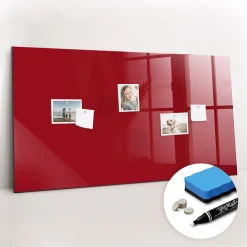 Tableau Magnétique Mural Wallfluent 120x60 cm Couleur rouge Marqueur blanc Panneau Mémo Décoratif