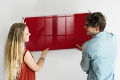 Tableau Magnétique Mural Wallfluent 120x60 cm Couleur rouge Marqueur blanc Panneau Mémo Décoratif