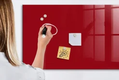 Tableau Magnétique Mural Wallfluent 120x60 cm Couleur rouge Marqueur blanc Panneau Mémo Décoratif
