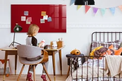 Tableau Magnétique Mural Wallfluent 120x60 cm Couleur rouge Marqueur blanc Panneau Mémo Décoratif