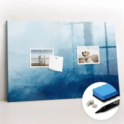 Tableau Magnétique Mural Wallfluent 60x40 cm Eau abstraite Marqueur noir Panneau Mémo Décoratif