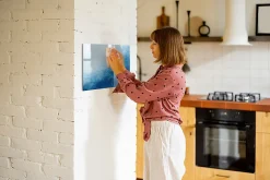 Tableau Magnétique Mural Wallfluent 60x40 cm Eau abstraite Marqueur noir Panneau Mémo Décoratif